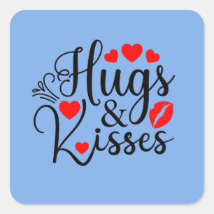 Hugs och Kisses Shirt   Alla hjärtans dag Shirt   Fyrkantigt Klistermärke