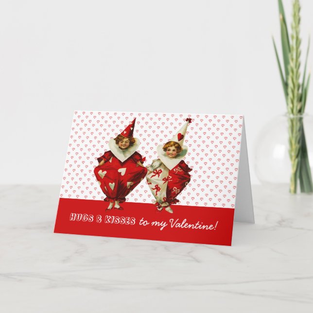 Hugs och Kisses till min Valentine. Anpassad Helgkort (Framsida)