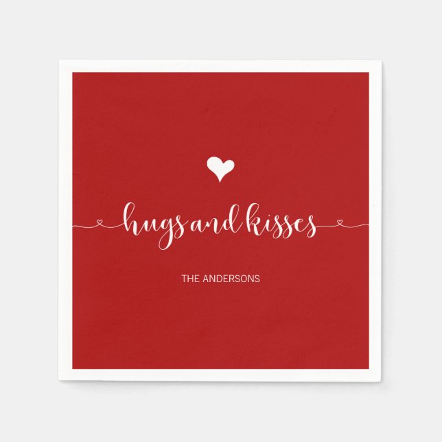 Hugs och Kisses Valentindagen Pappra blöjor Pappersservett (Framsidan)