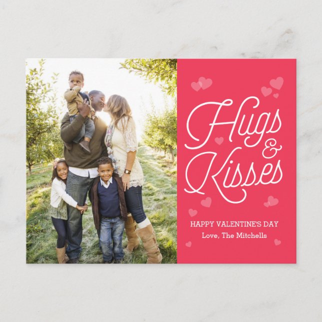 Hugs och Kisses Valentindags vykort (Framsida)
