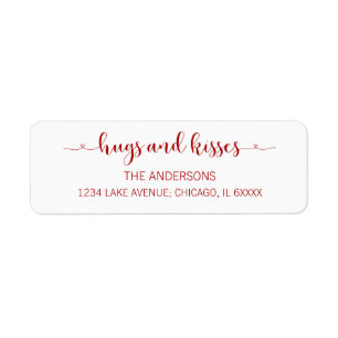 Hugs och Kisses Valentine Day Adressetiketters Returadress Etikett