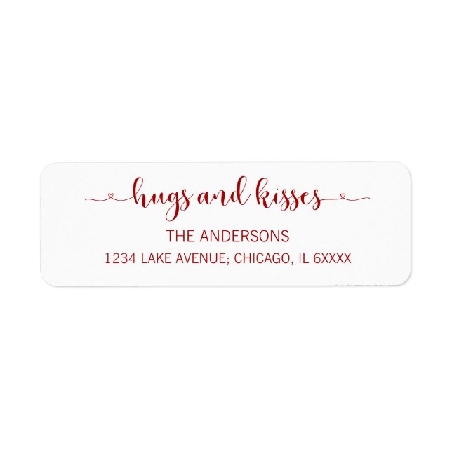 Hugs och Kisses Valentine Day Adressetiketters Returadress Etikett (Framsidan)