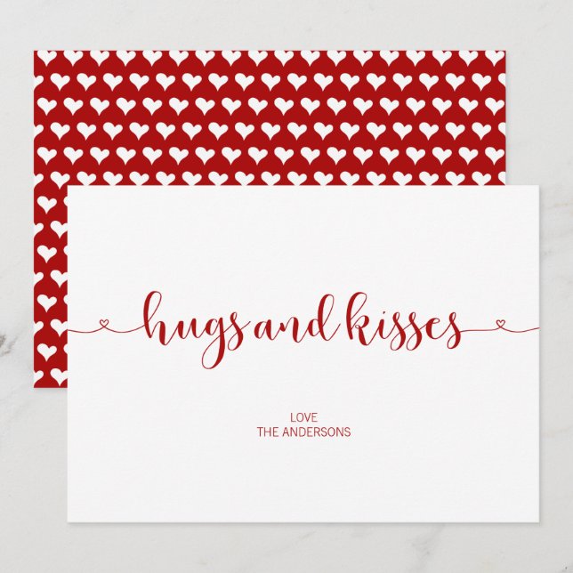 Hugs- och Kisses Valentine Day Card Julkort (Fram/baksida)