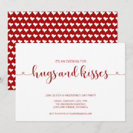 Hugs- och Kisses Valentine Day Party Card Inbjudningar