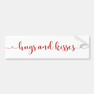 Hugs och Kisses Valentines Day Bumper Sticker Bildekal