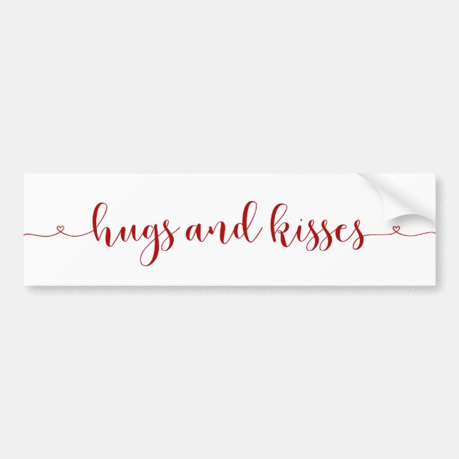 Hugs och Kisses Valentines Day Bumper Sticker Bildekal (Framsidan)