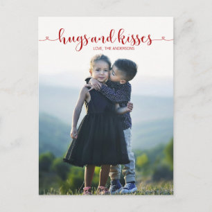 Hugs och Kisses Valentines Day Foto Postcard Helg Vykort