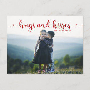 Hugs och Kisses Valentines Day Foto Postcard Helg Vykort