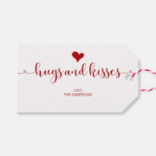 Hugs och Kisses Valentines Day Gift Märkres Presentetikett