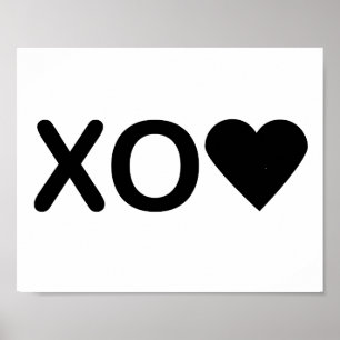 Hugs och Kisses XO Heart Black Poster