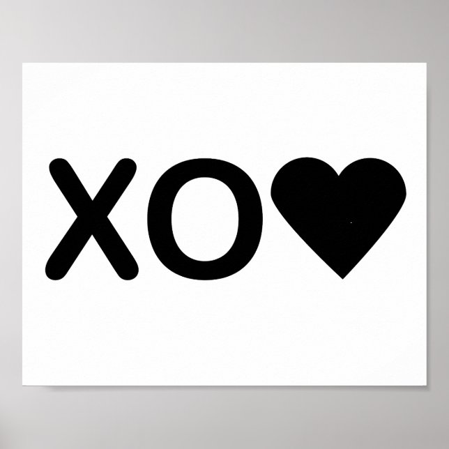 Hugs och Kisses XO Heart Black Poster (Framsidan)