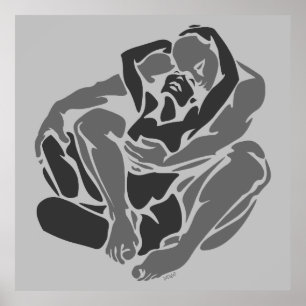 Hugs Poster - Loving Embrace Figur Study Teckning
