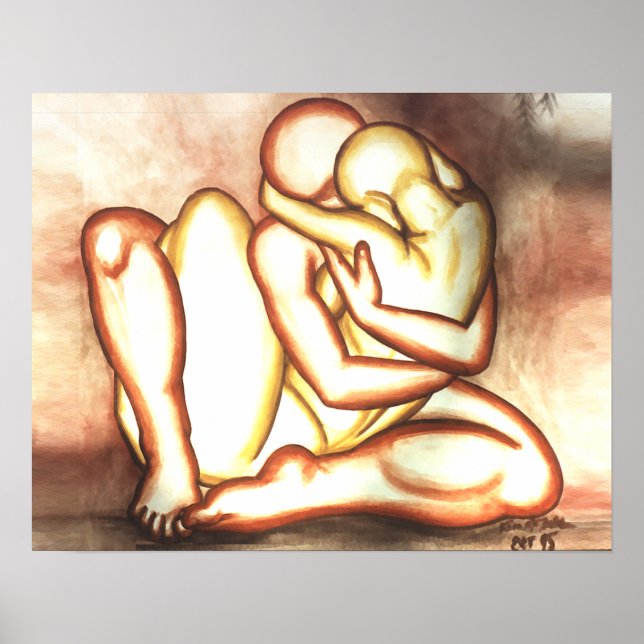 Hugs Poster Loving Embrace Print Figur Teckning (Framsidan)