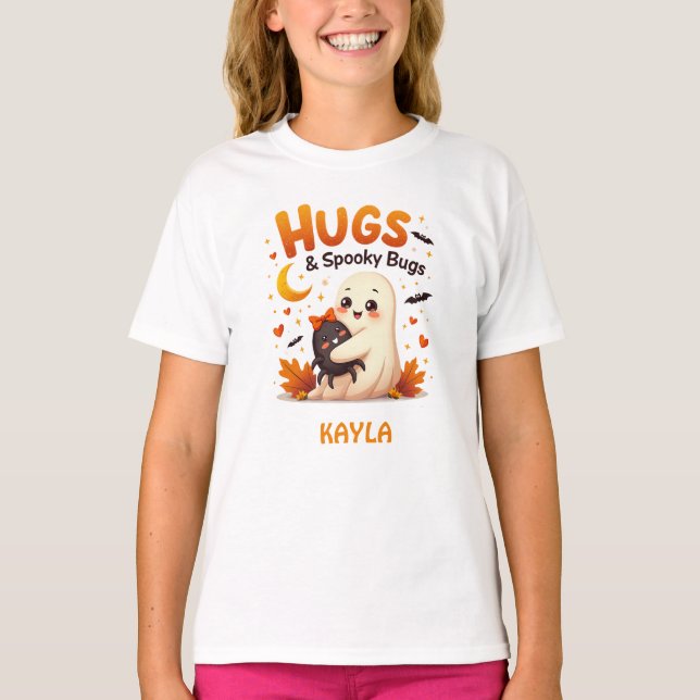 Hugs & Spooky Kryp Halloween Spöken T Shirt (Framsida)