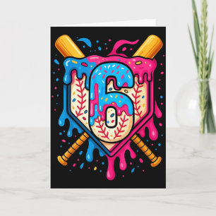 Hugvyn 6-årsdag Baseball Glass Drip Nummer Kort