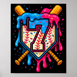 Hugvyn 7-årsdag Baseball Glass Strömmande Nummer Poster
