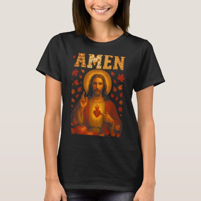 Hugvyn Amen Fall Jesus Christian Bible Verses Than T Shirt (Framsida)