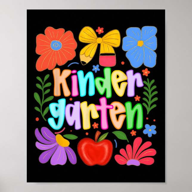 Hugvyn Back To School Kindergarten Preppy Teacher  Poster (Framsidan)