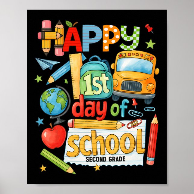 Hugvyn Back To School Second Grade Teacher 2nd Gra Poster (Framsidan)