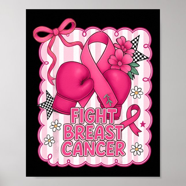 Hugvyn Breast Cancer Preppy Fight Support Boxing G Poster (Framsidan)