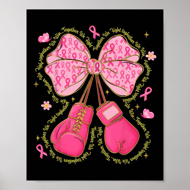 Hugvyn Breast Cancer Rosa Boxing Handskar Survivor Poster (Framsidan)