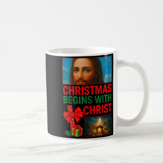 Hugvyn Christmas Begins With Christ Jesus Cross Ch Kaffemugg (Höger)