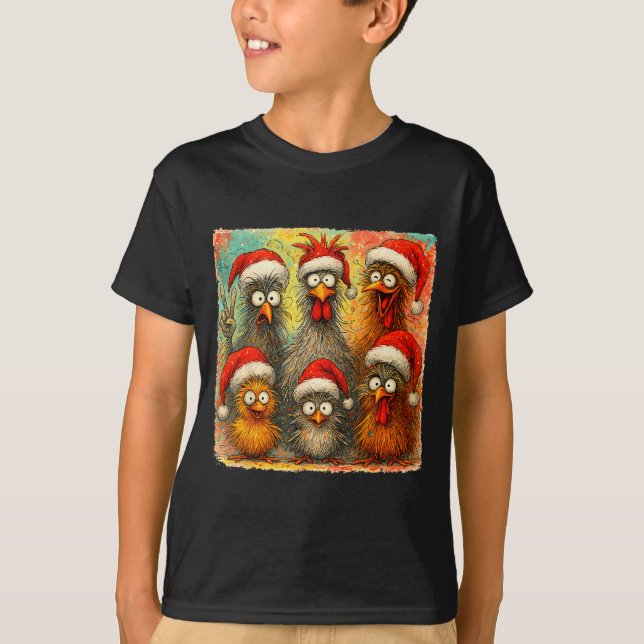 Hugvyn Christmas Santa Chicken Crazy Eagerlys Roos T Shirt (Framsida)