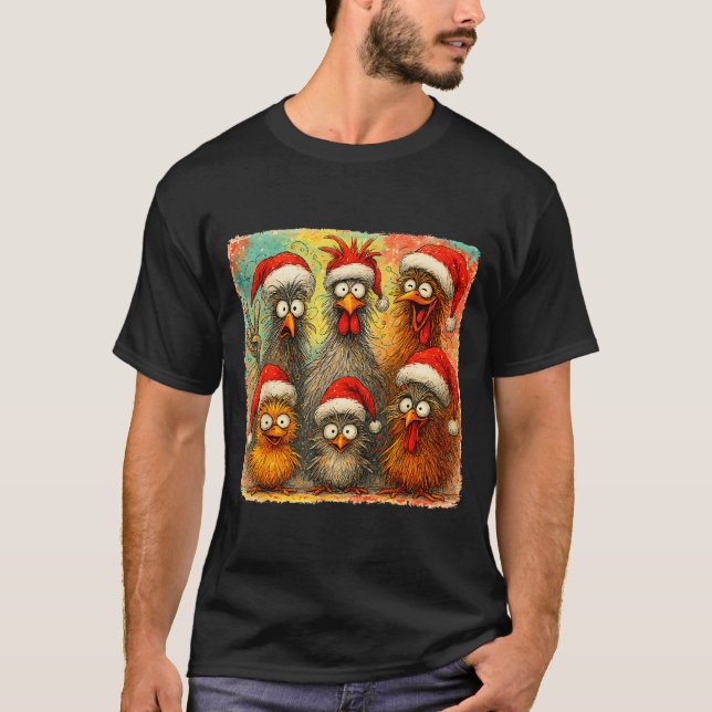 Hugvyn Christmas Santa Chicken Crazy Eagerlys Roos T Shirt (Framsida)