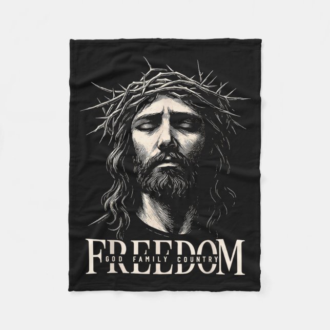 Hugvyn Dom Jesus Christian Face Crown God Family C Fleecefilt (Framsidan)
