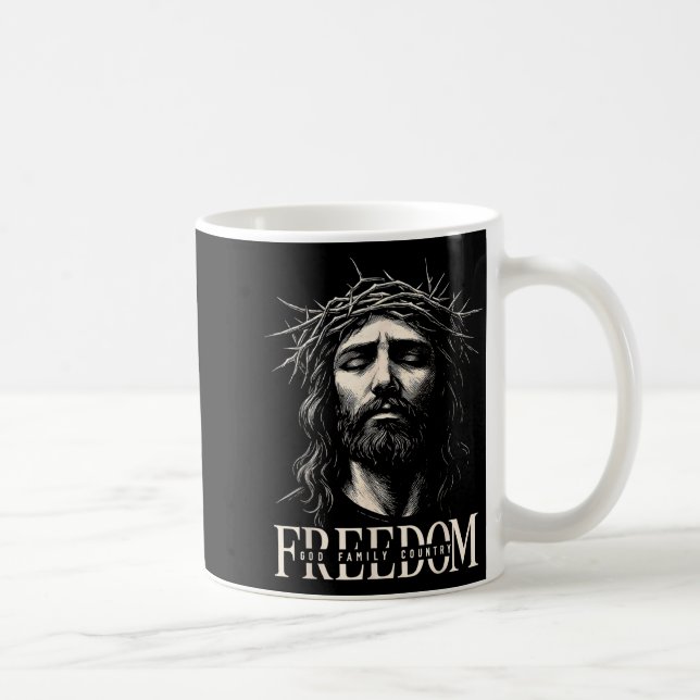 Hugvyn Dom Jesus Christian Face Crown God Family C Kaffemugg (Höger)