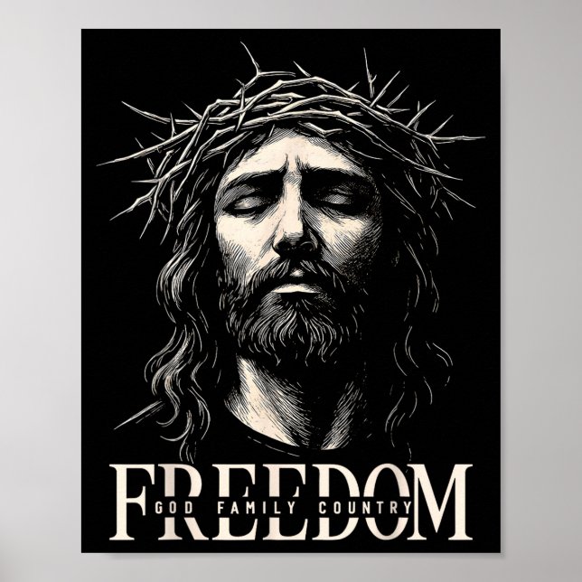 Hugvyn Dom Jesus Christian Face Crown God Family C Poster (Framsidan)