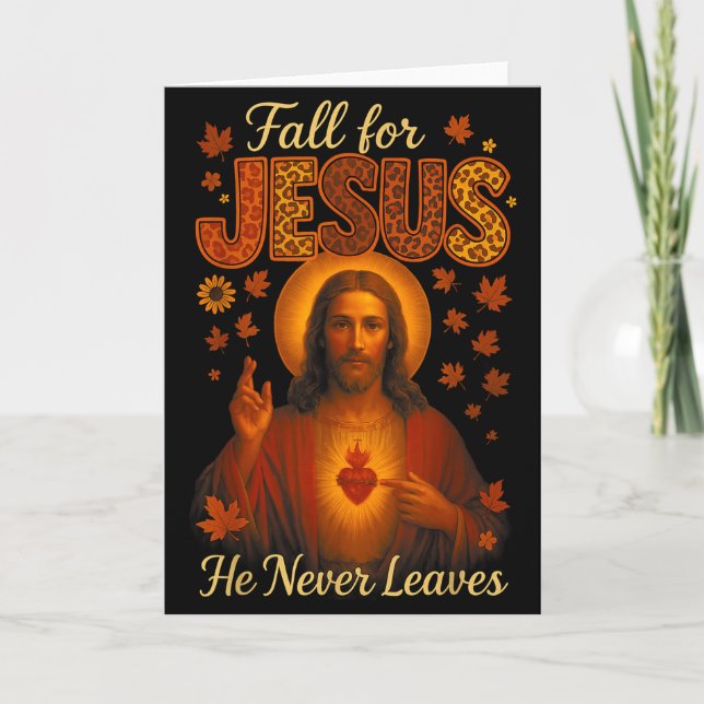 Hugvyn Faller För Jesus Han Lämnar Aldrig Kristna  Kort (Framsida)