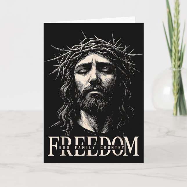 Hugvyn Frihet Jesus Kristet Ansikte Krona Gud Fami Kort (Framsida)