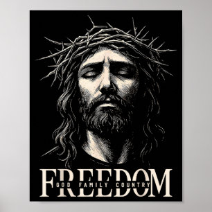 Hugvyn Frihet Jesus Kristet Ansikte Krona Gud Fami Poster