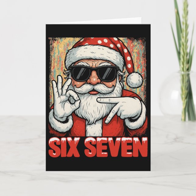 Hugvyn Funny Six Seven Meme Christmas Cool Santa S Kort (Framsida)