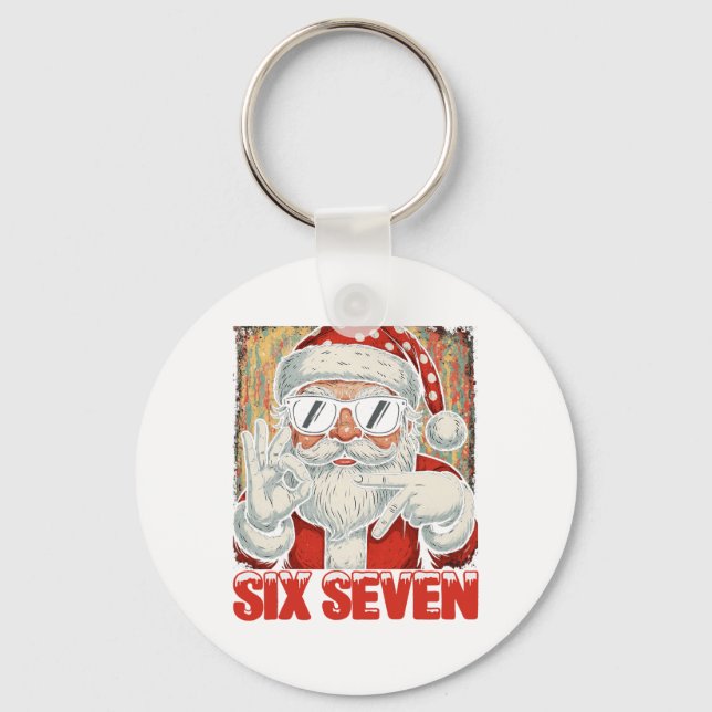 Hugvyn Funny Six Seven Meme Christmas Cool Santa S Nyckelring (Framsida)