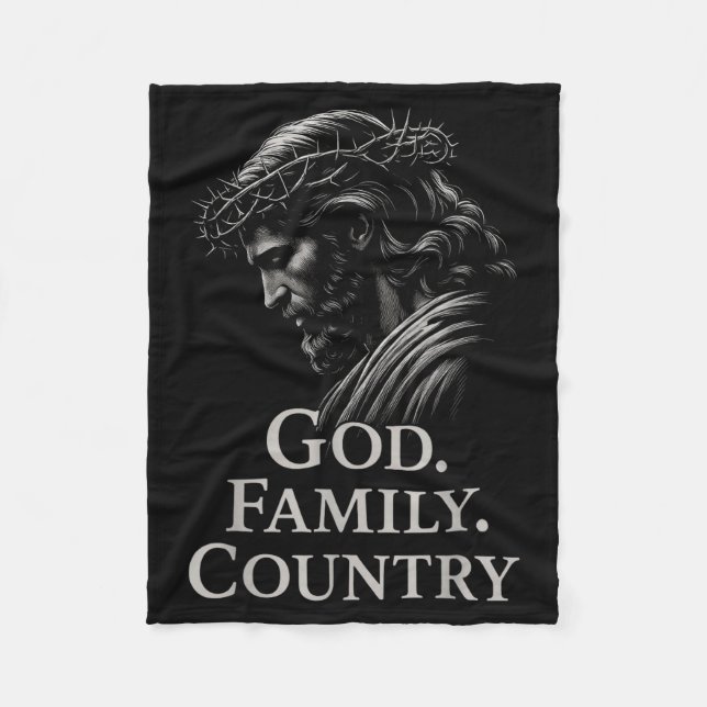 Hugvyn God Family Country Jesus Christian Faith Mi Fleecefilt (Framsidan)