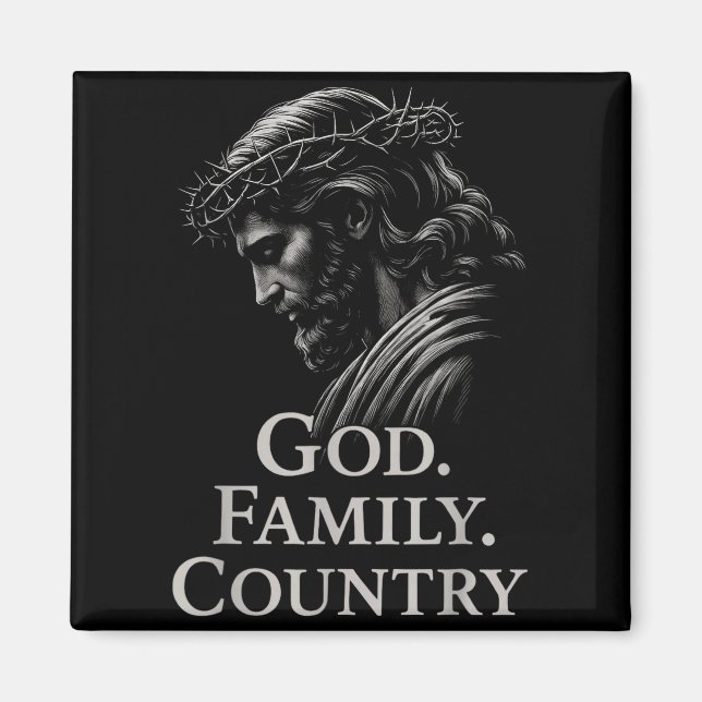 Hugvyn God Family Country Jesus Christian Faith Mi Magnet (Framsidan)