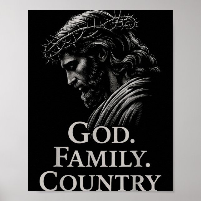 Hugvyn God Family Country Jesus Christian Faith Mi Poster (Framsidan)