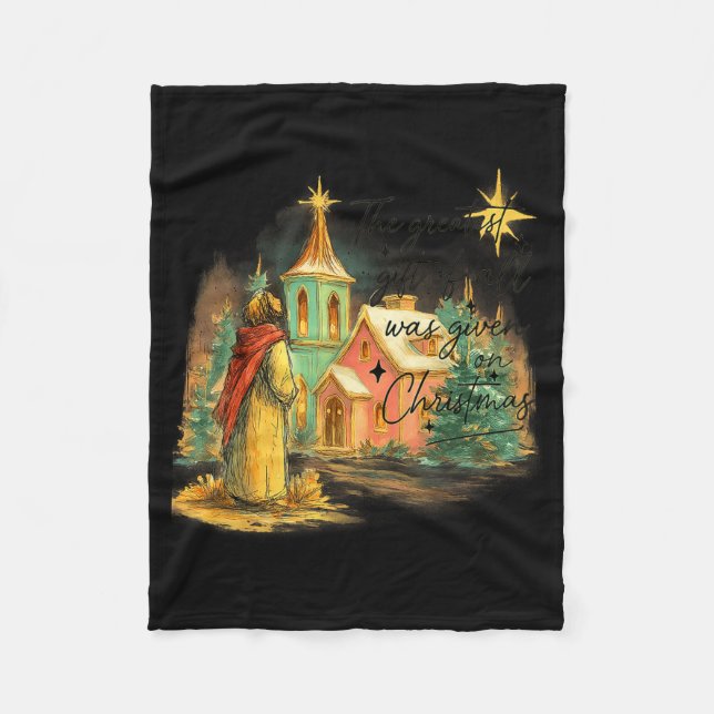 Hugvyn Greatest Gift Of All Religious Christmas Na Fleecefilt (Framsidan)