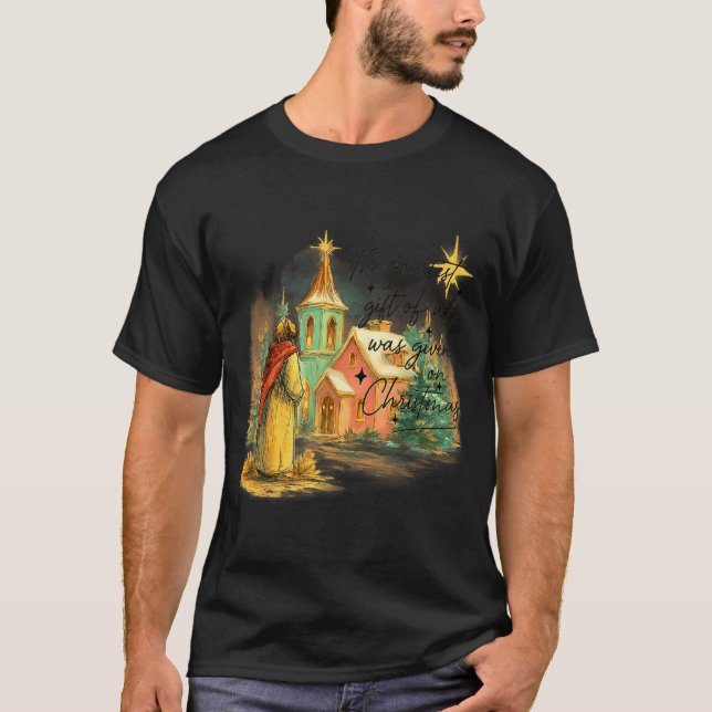 Hugvyn Greatest Gift Of All Religious Christmas Na T Shirt (Framsida)
