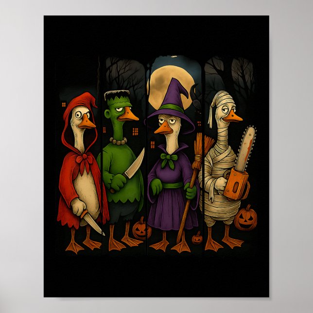 Hugvyn Halloween Goose Horror Spooky Ghost Goose M Poster (Framsidan)