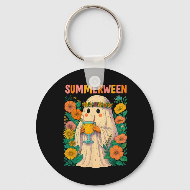 Hugvyn Halloween Summerween Retro Ghost Beach Spoo Nyckelring (Framsida)