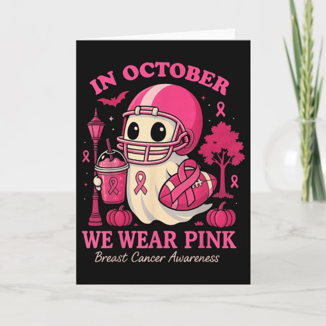 Hugvyn In October We Wear Nk Ghost Halloween Breas Kort (Framsida)