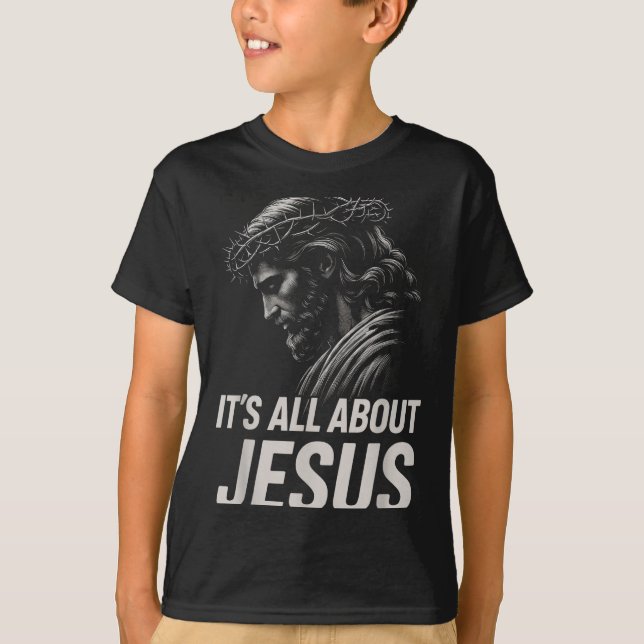 Hugvyn Its All About Jesus Christian Faith Patriot T Shirt (Framsida)