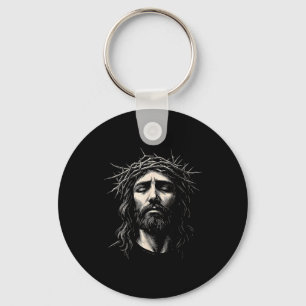 Hugvyn Jesus Kristet Ansikte Törnkrans Religiöst Nyckelring