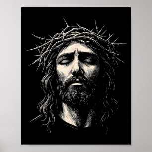 Hugvyn Jesus Kristet Ansikte Törnkrans Religiöst Poster