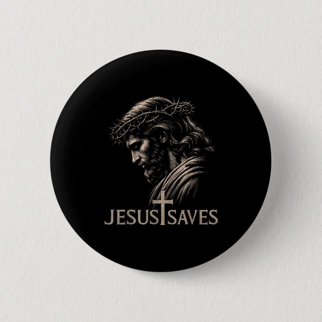 Hugvyn Jesus Räddar Minimalistisk Kristet Tros Kor Knapp (Framsida)