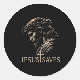 Hugvyn Jesus Sparar Minimalistisk Kristet Tro Kors Runt Klistermärke
