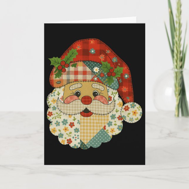 Hugvyn jul Jultomten Patchwork Matching Fa Kort (Framsida)